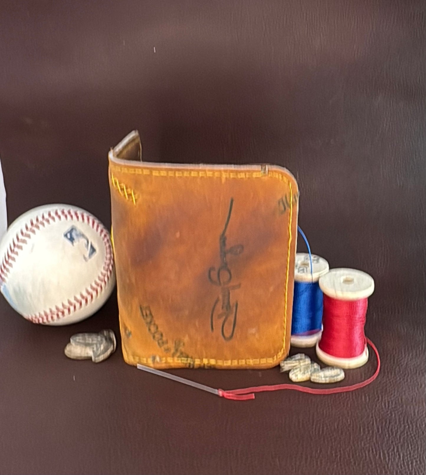 One of a kind, Bifold Baseball Card Wallet – Hand‑Stitched from a vintage Tony Gwynn Baseball Glove