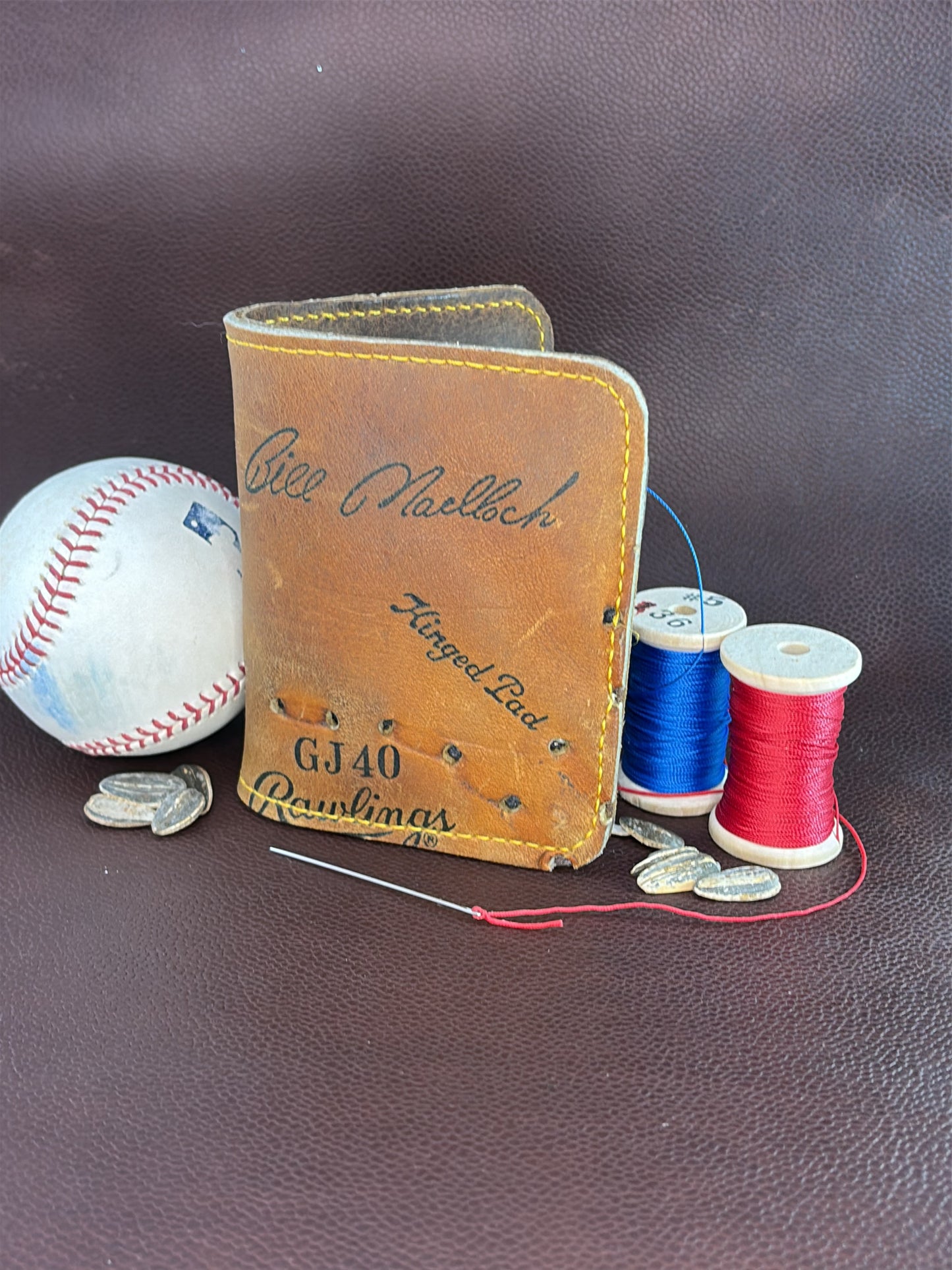One of a kind, Bifold Baseball Card Wallet – Hand‑Stitched from a vintage Bill Madlock Baseball Glove
