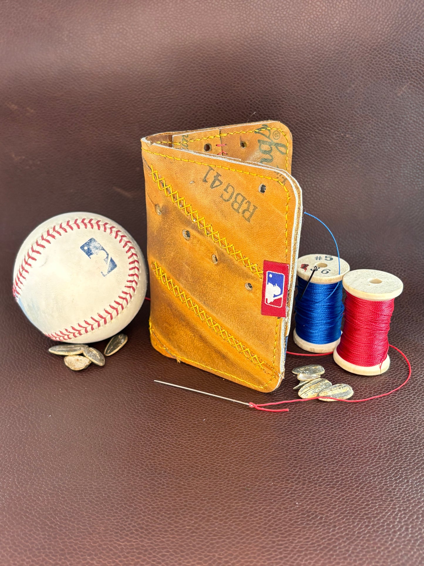 One of a kind, Bifold Baseball Card Wallet – Hand‑Stitched from a vintage Tony Gwynn Baseball Glove