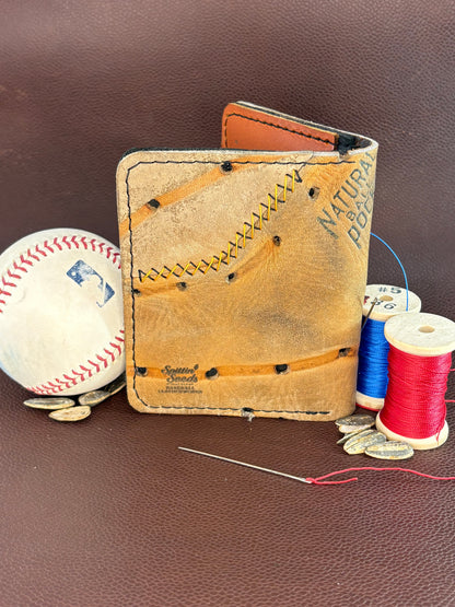 One of a kind, Bifold Baseball Card Wallet – Hand‑Stitched from a vintage Willie Mays Baseball Glove