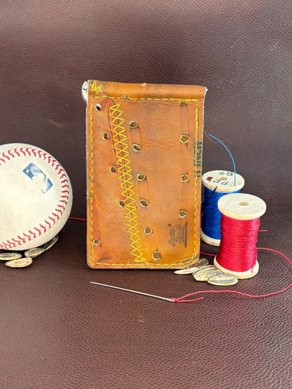 Hand-Stitched Baseball Glove Wallet Money Clip – Upcycled Leather, Ken Griffey Rawlings Glove