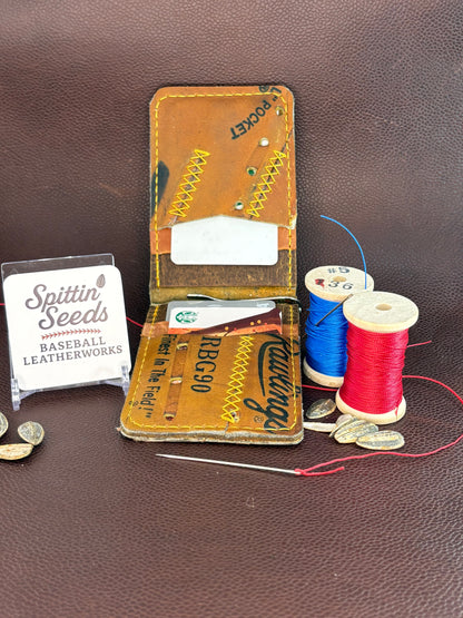 Hand-Stitched Baseball Glove Wallet Money Clip – Upcycled Leather, Ken Griffey Rawlings Glove