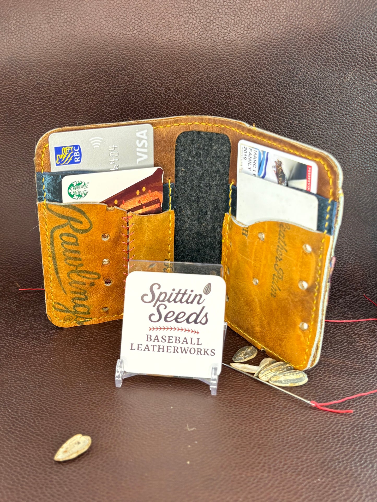 One of a kind, Bifold Baseball Card Wallet – Hand‑Stitched from a vintage Tony Gwynn Baseball Glove
