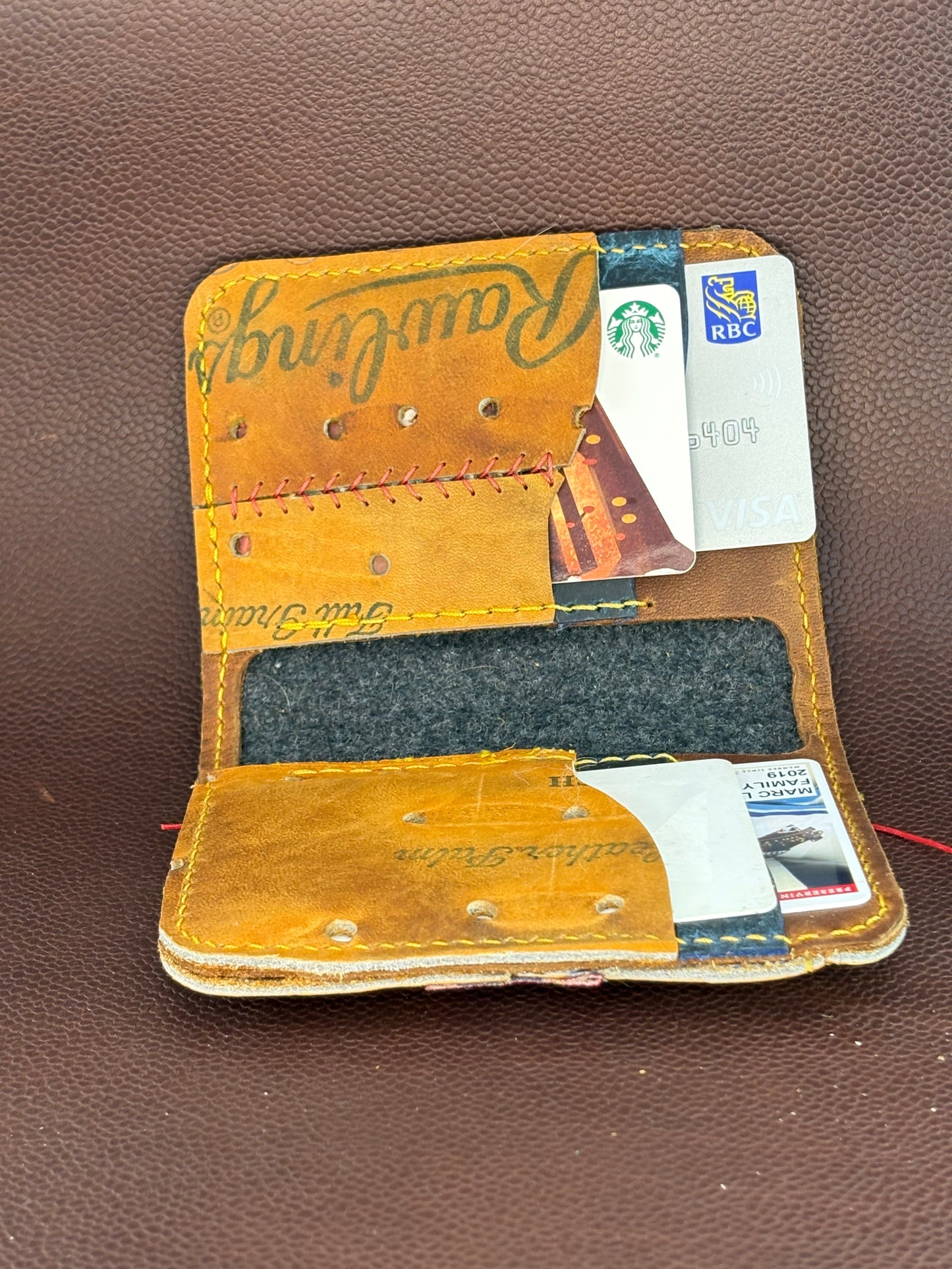 One of a kind, Bifold Baseball Card Wallet – Hand‑Stitched from a vintage Tony Gwynn Baseball Glove