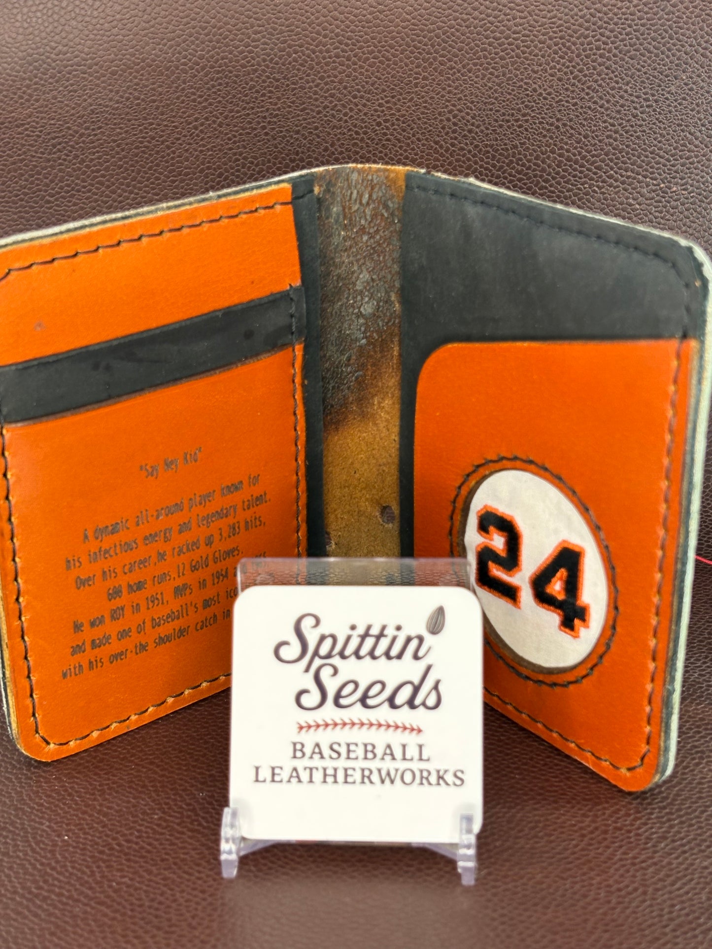 One of a kind, Bifold Baseball Card Wallet – Hand‑Stitched from a vintage Willie Mays Baseball Glove