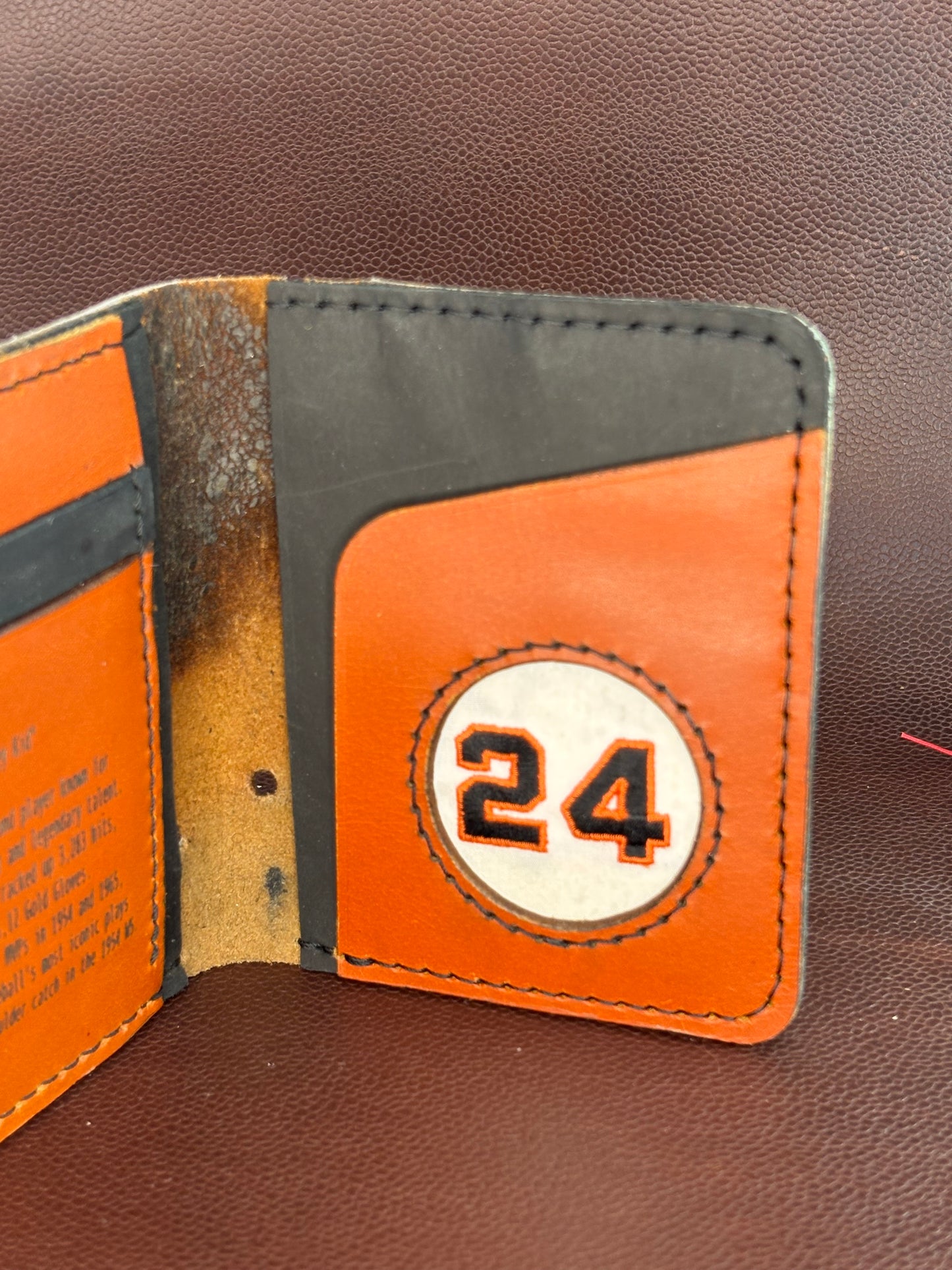 One of a kind, Bifold Baseball Card Wallet – Hand‑Stitched from a vintage Willie Mays Baseball Glove