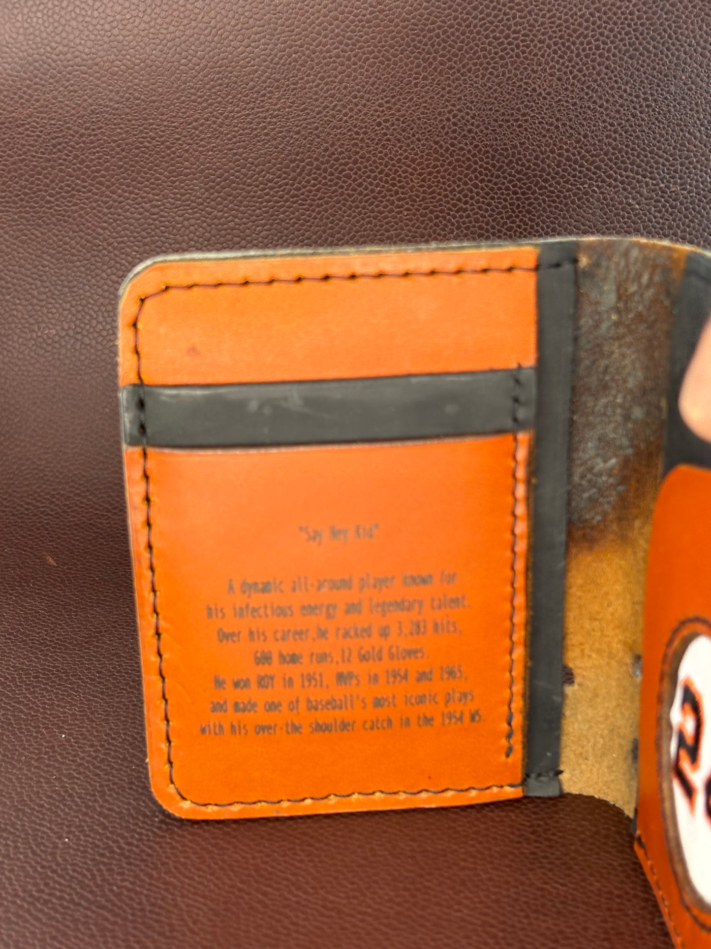 One of a kind, Bifold Baseball Card Wallet – Hand‑Stitched from a vintage Willie Mays Baseball Glove