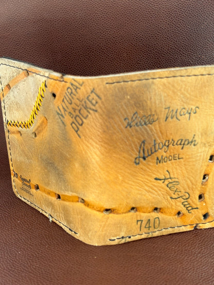One of a kind, Bifold Baseball Card Wallet – Hand‑Stitched from a vintage Willie Mays Baseball Glove