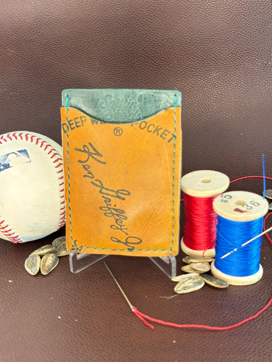 Handmade Baseball Glove Wallet – Upcycled Leather – Hand‑Stitched from a Ken Griffey Rawling Glove Leather