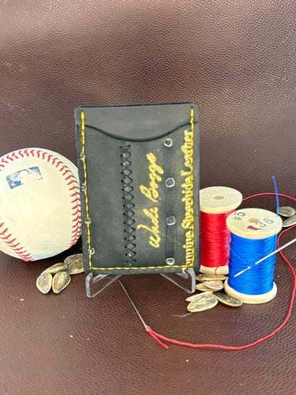 Wade Boggs Baseball Card Wallet – Hand‑Stitched from a vintage Used Baseball Glove