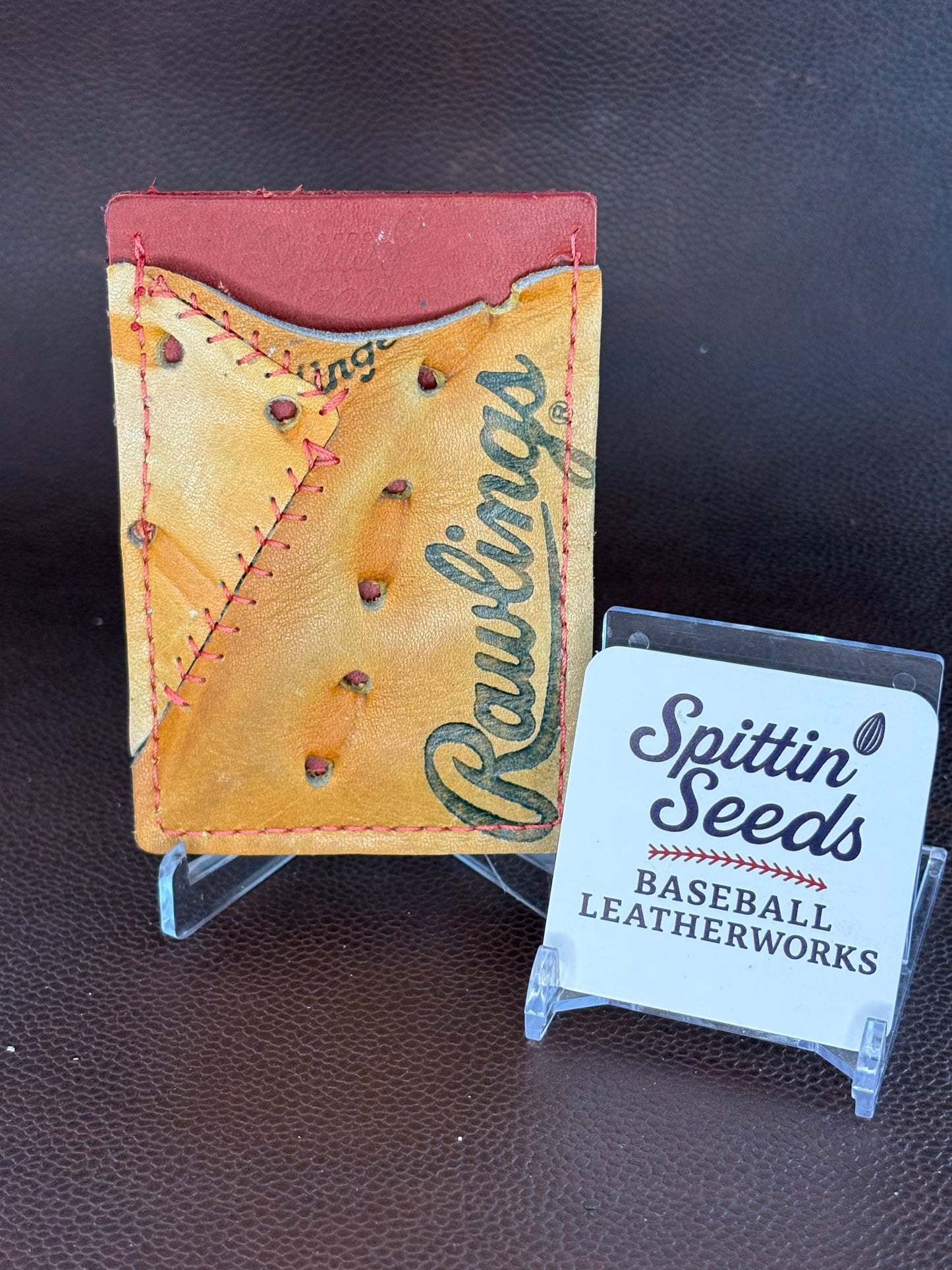 Rawlings Patch Card Wallet – Hand‑Stitched from Authentic Game‑Used Glove Leather