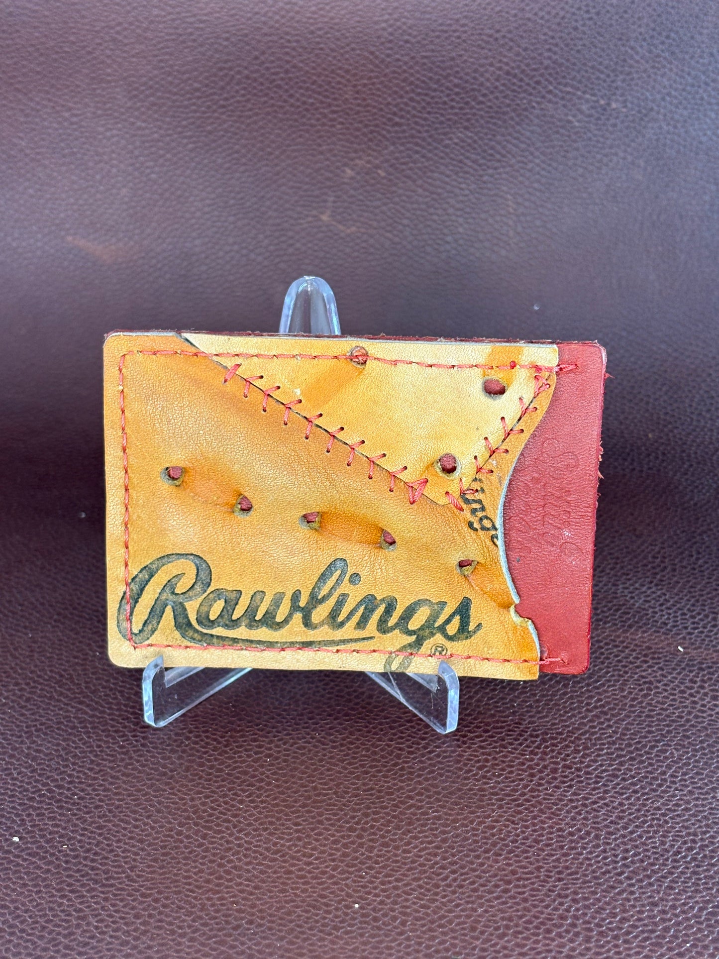 Rawlings Patch Card Wallet – Hand‑Stitched from Authentic Game‑Used Glove Leather