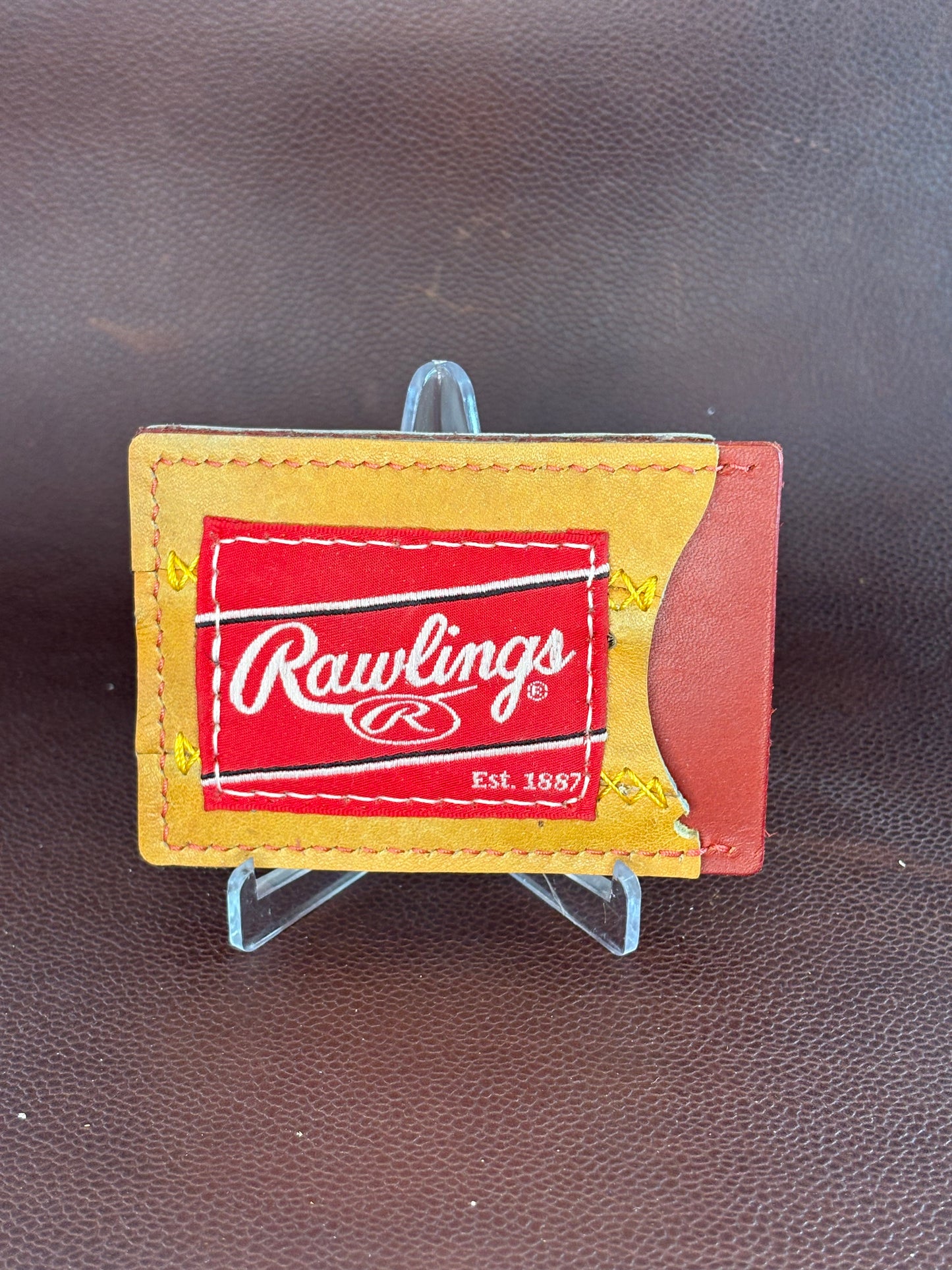 Rawlings Patch Card Wallet – Hand‑Stitched from Authentic Game‑Used Glove Leather