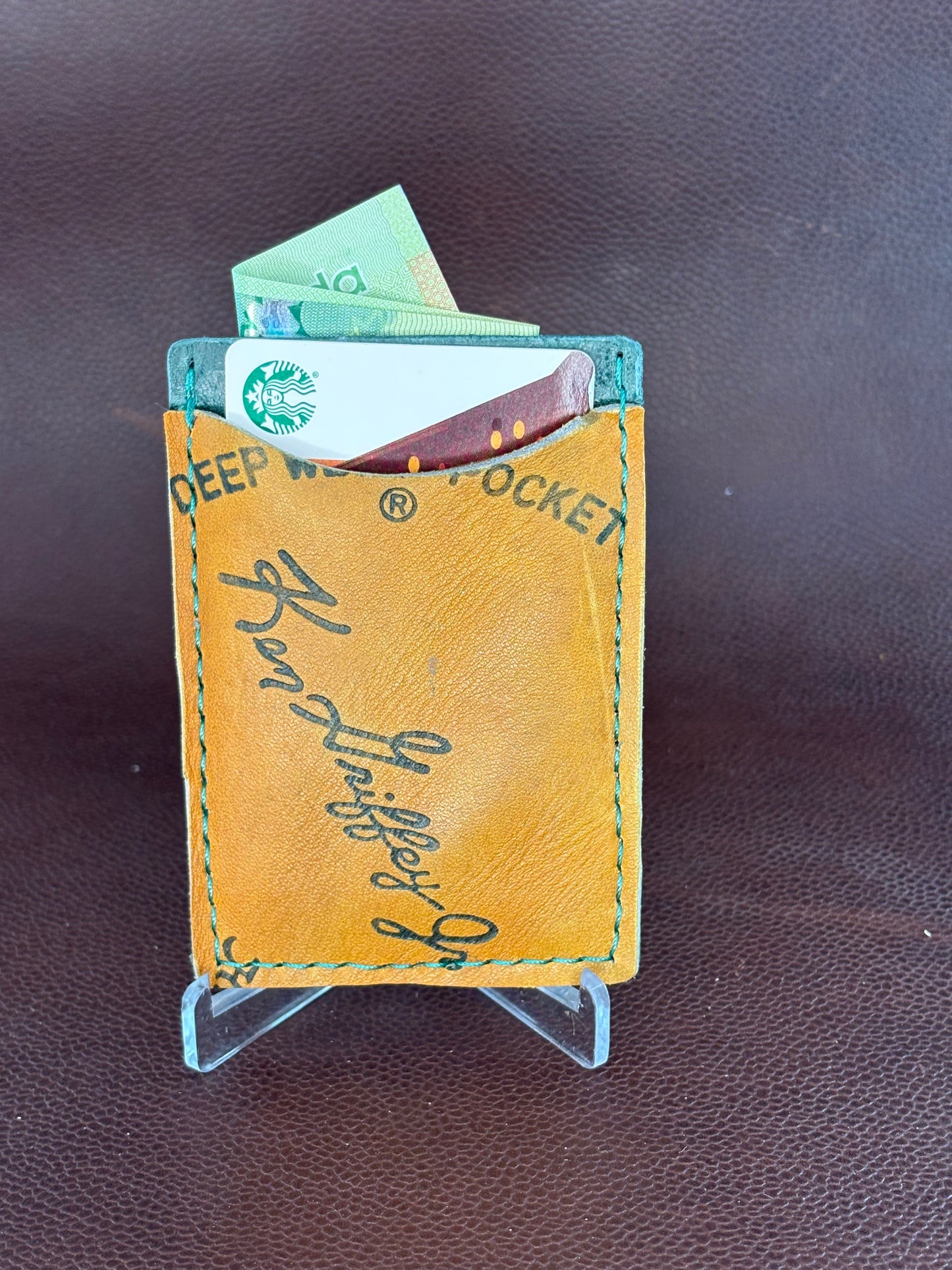 Handmade Baseball Glove Wallet – Upcycled Leather – Hand‑Stitched from a Ken Griffey Rawling Glove Leather