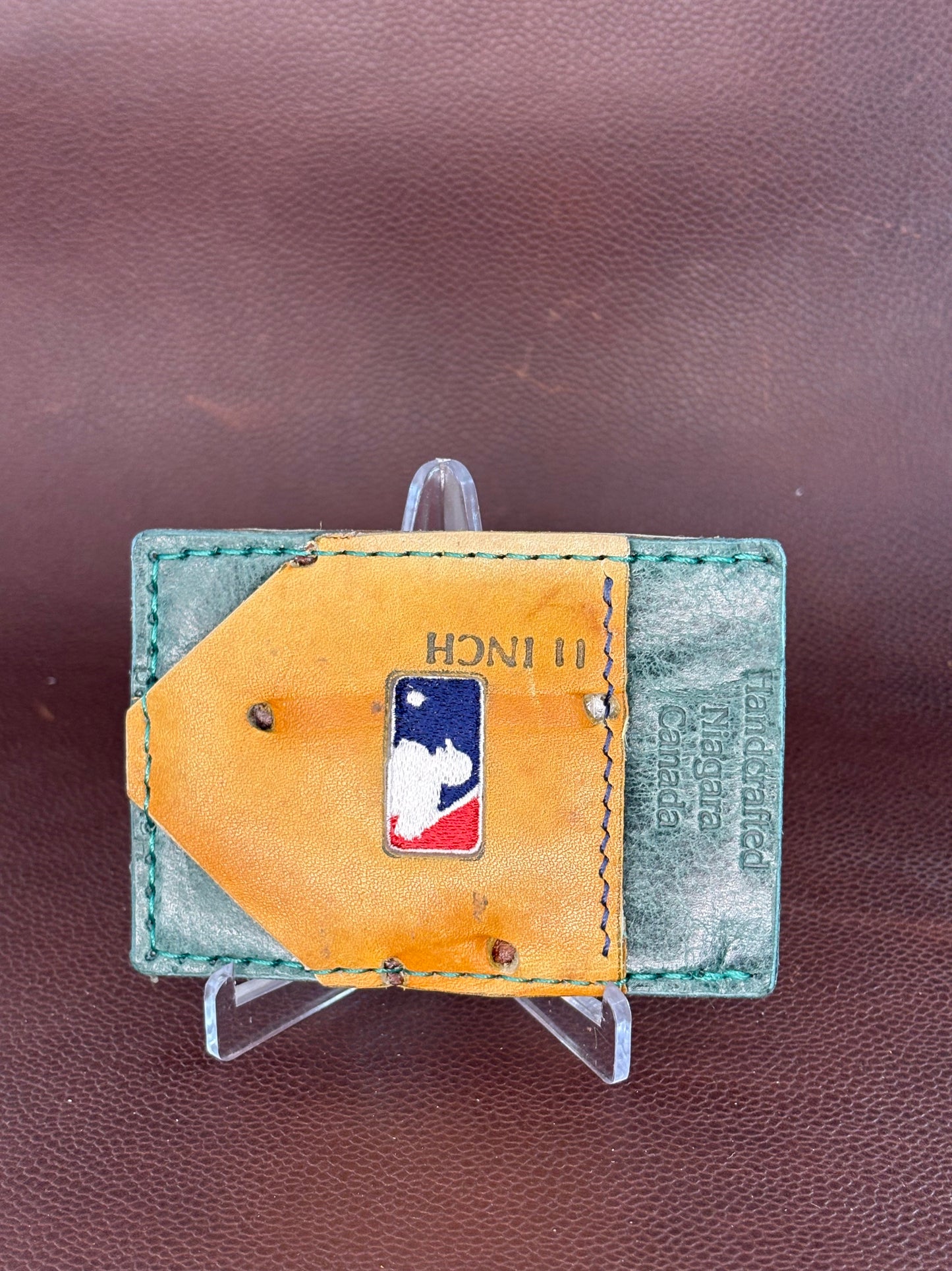 Handmade Baseball Glove Wallet – Upcycled Leather – Hand‑Stitched from a Ken Griffey Rawling Glove Leather