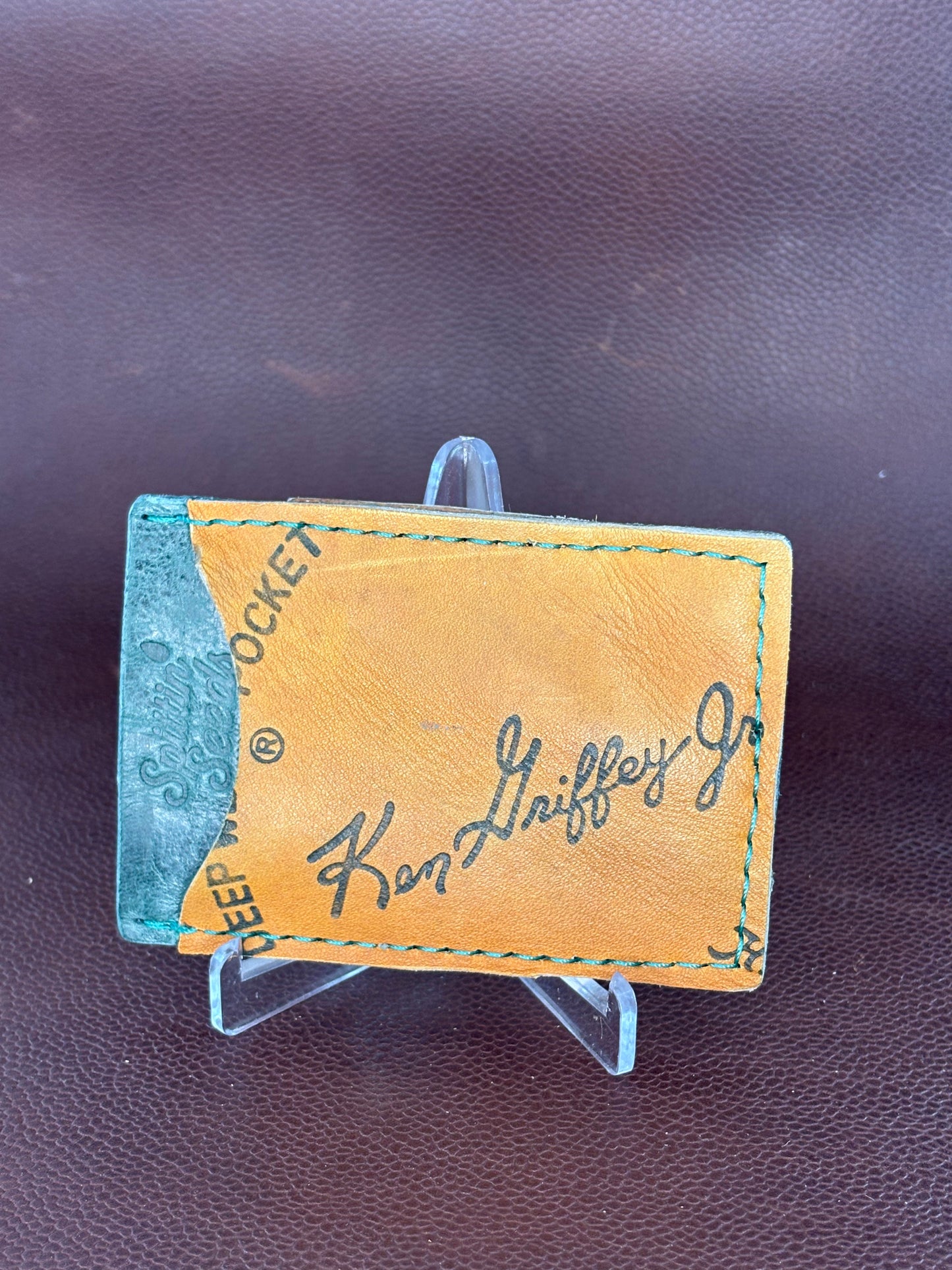 Handmade Baseball Glove Wallet – Upcycled Leather – Hand‑Stitched from a Ken Griffey Rawling Glove Leather