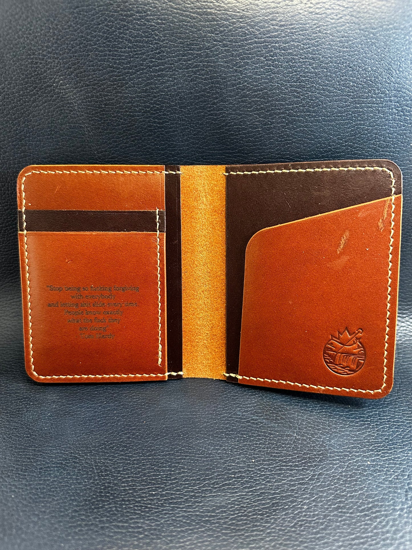 Hand Stitched Bi Fold veg tanned wallet