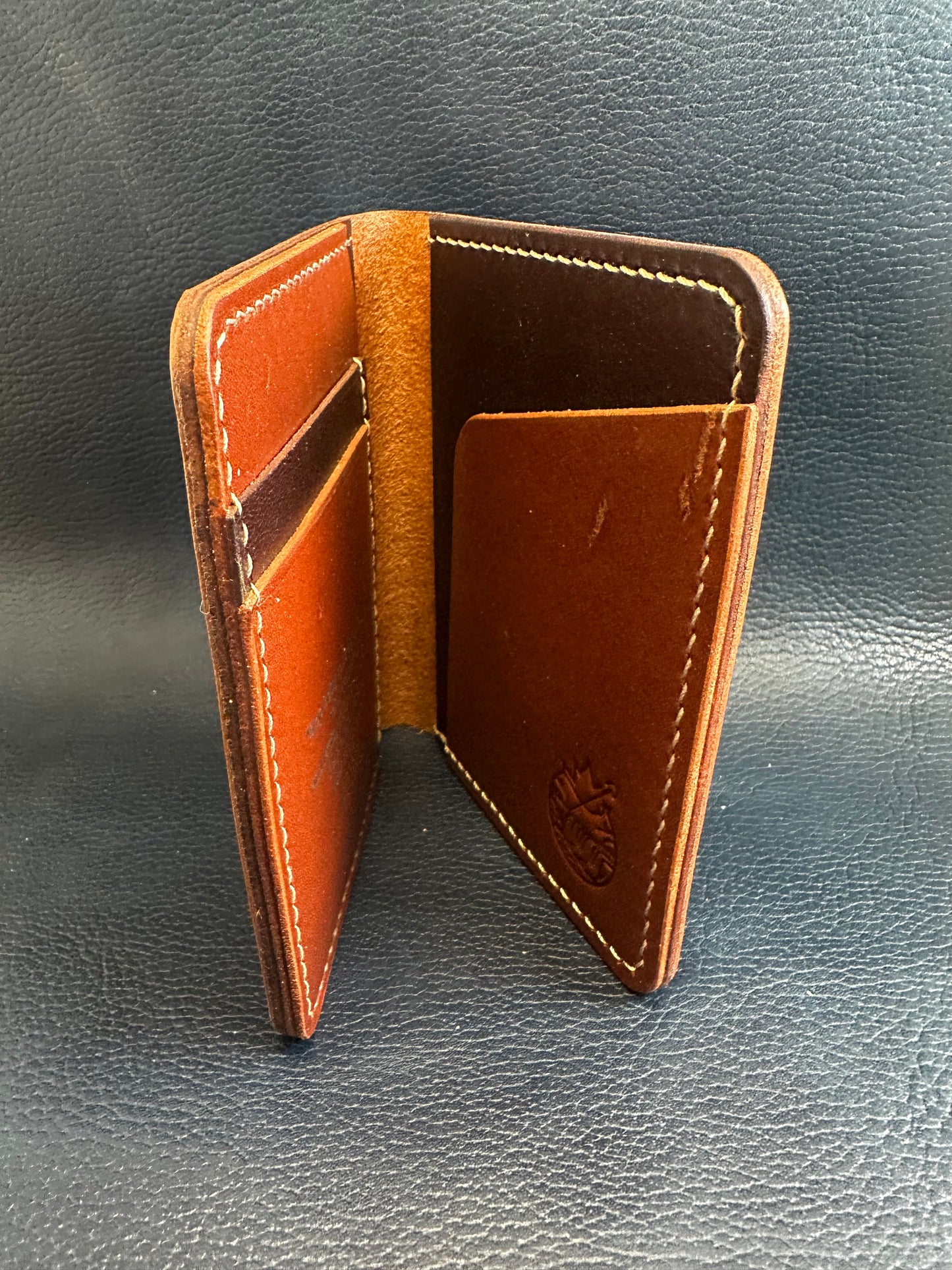 Hand Stitched Bi Fold veg tanned wallet