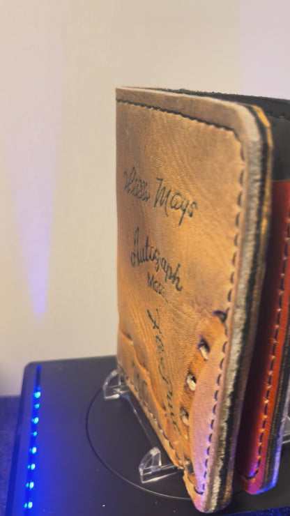 One of a kind, Bifold Baseball Card Wallet – Hand‑Stitched from a vintage Willie Mays Baseball Glove